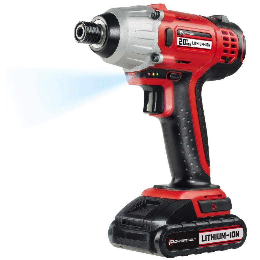 Tools Powerbuilt | Powerbuilt 20V Lithium-Ion Cordless Impact Driver 1590 In-Lbs With Case 240132