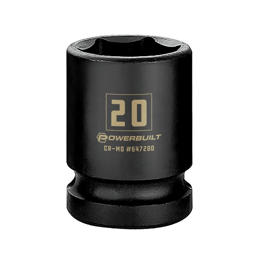 Tools Powerbuilt | Powerbuilt 1/2 Inch Drive X 20 Mm 6 Point Impact Socket 647280