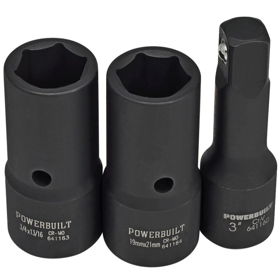 Tools Powerbuilt | Powerbuilt 2 Piece 1/2-Inch Drive Lug Nut Impact Socket W/ 3-Inch Extension Bar