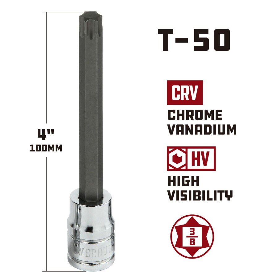 Tools Powerbuilt | Powerbuilt 3/8 In. Drive X T-50 Extra Long Hex Bit Socket, 4 In. Long 642346