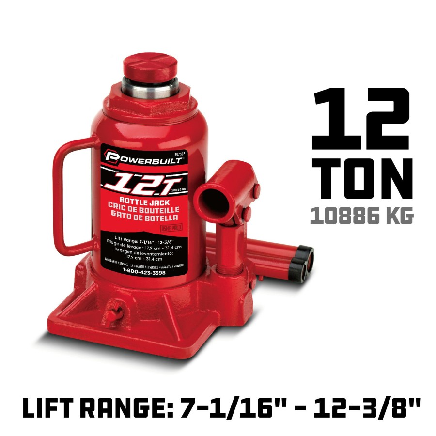 Tools Powerbuilt | Powerbuilt 12 -Ton Shorty Bottle Jack 647502