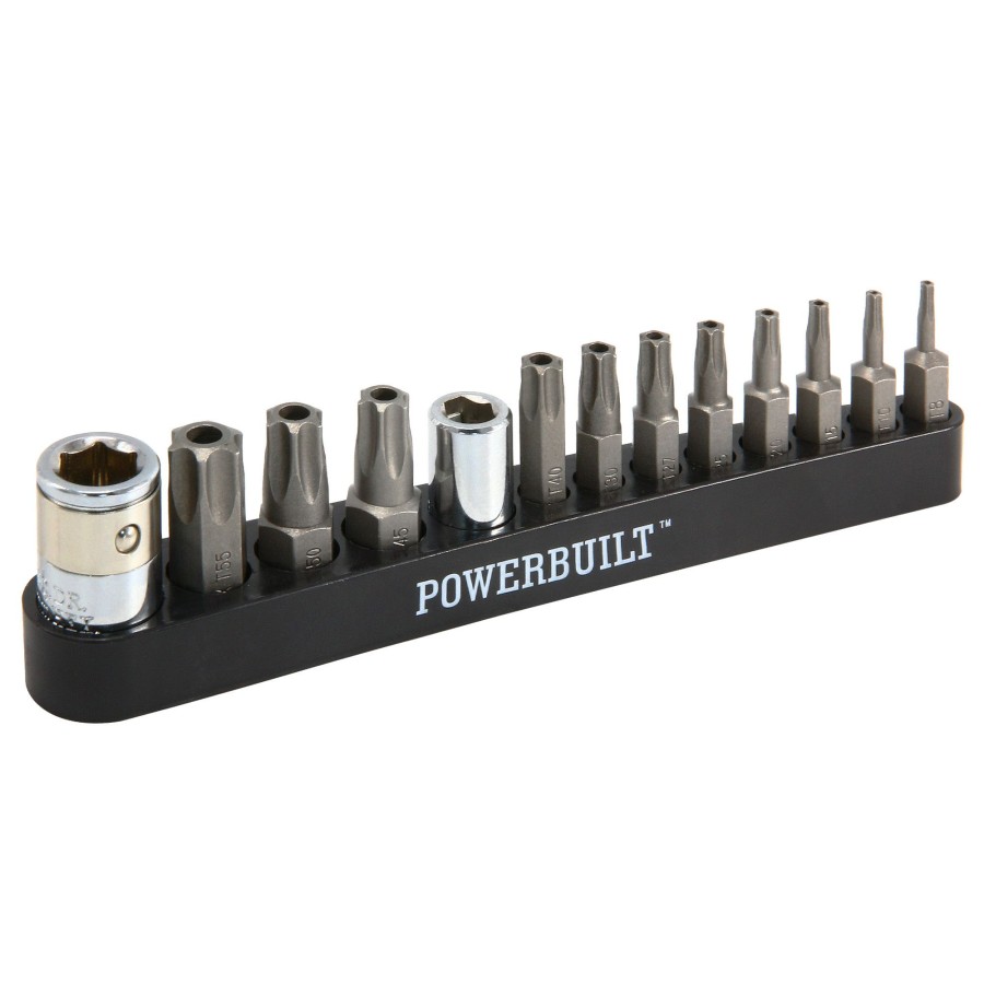 Tools Powerbuilt | Powerbuilt 13 Pc. Tamper Resistant Star Bit Set, Tamper Torx Bits, T10 To T55