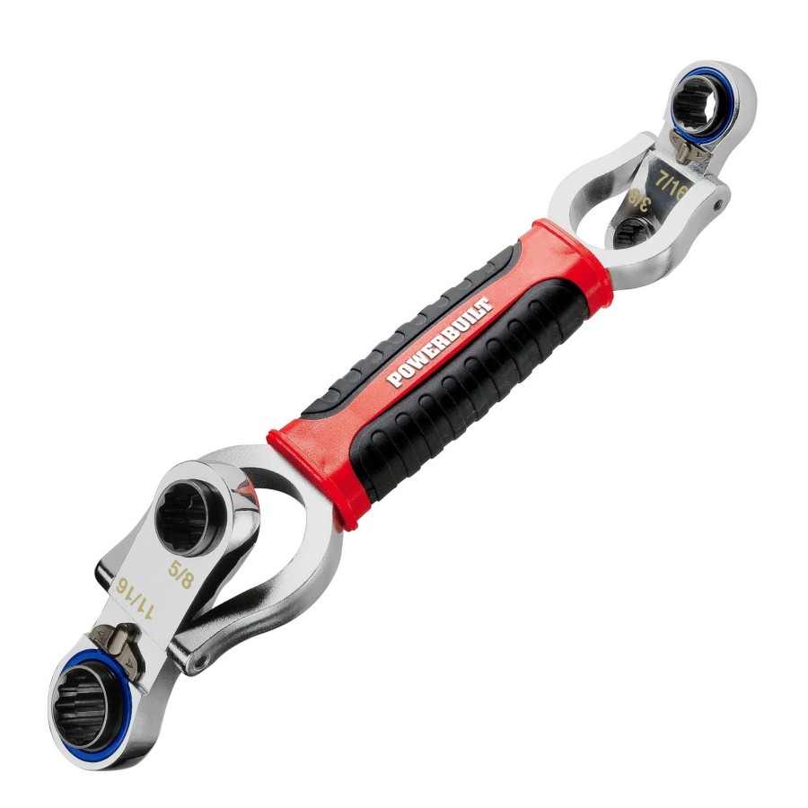 Tools Powerbuilt | Powerbuilt 8 Size In 1 Sae Reversible Flex-Head Ratcheting Wrench, 941153