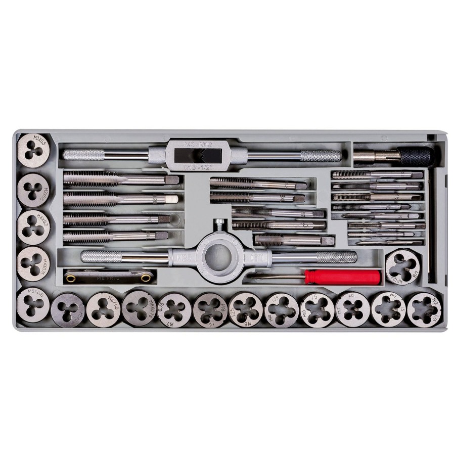 Tools Powerbuilt | Powerbuilt 40 Pc. Metric Tap & Die Set W/Injection Case 647772