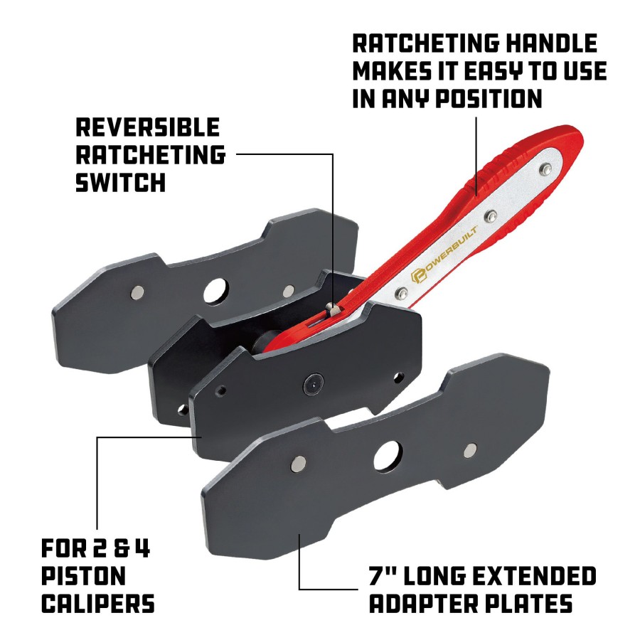 Tools Powerbuilt | Powerbuilt Ratcheting Brake Caliper Piston Tool 647796