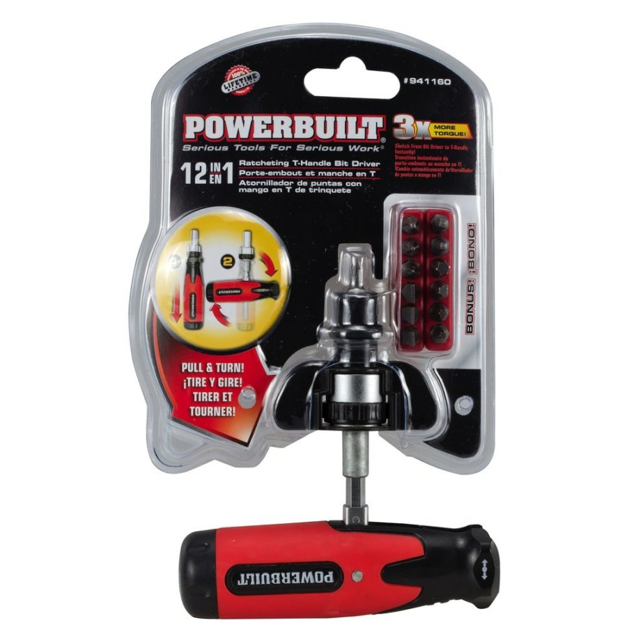 Tools Powerbuilt | Powerbuilt T-Handle Ratcheting Bit Driver Set 941160