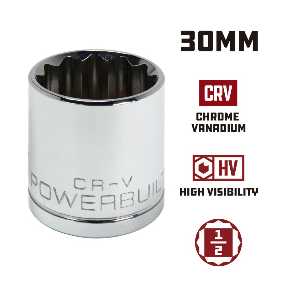 Tools Powerbuilt | Powerbuilt 1/2 Inch Drive X 30 Mm 12 Point Shallow Socket 642024