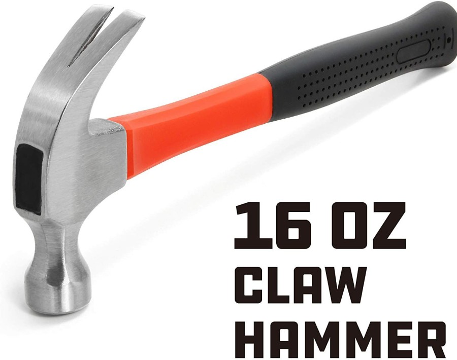 Tools Powerbuilt | Powerbuilt 640948 16 Oz. Claw Hammer With Fiberglass Handle