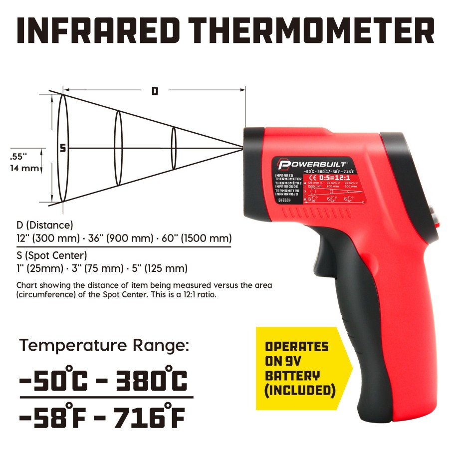 Tools Powerbuilt | Powerbuilt Infrared Thermometer 648564