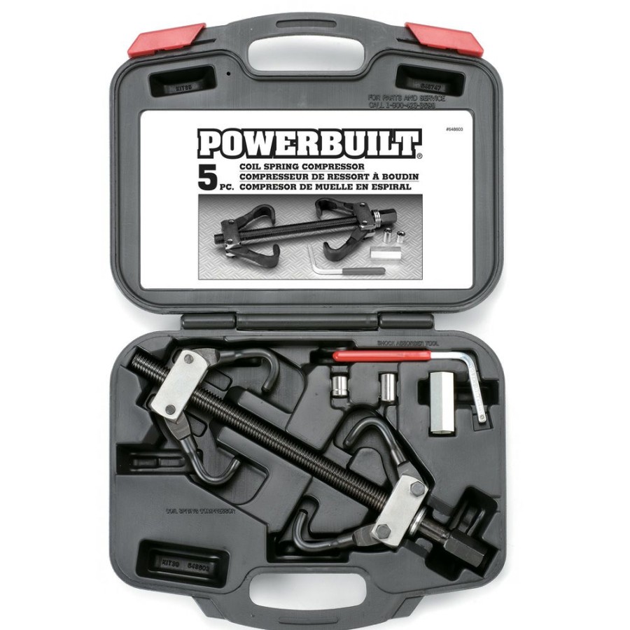 Tools Powerbuilt | Powerbuilt 5 Piece Coil Spring Compressor Remover Tool Kit 648603E