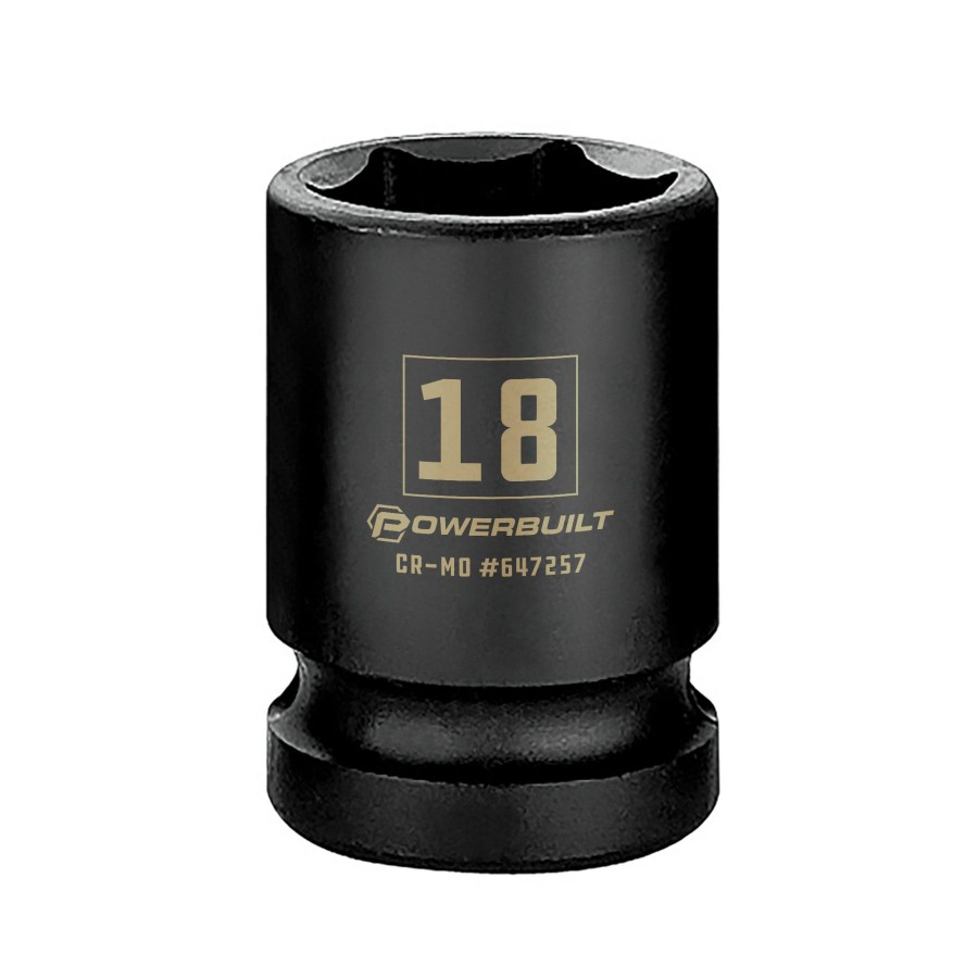 Tools Powerbuilt | Powerbuilt 3/8 In. Drive X 18 Mm 6 Point Impact Socket 647257