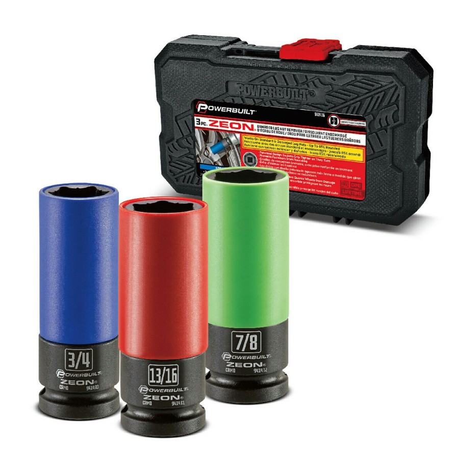 Tools Powerbuilt | Powerbuilt 3Pc. Zeon Sae Lug Nut Socket Set