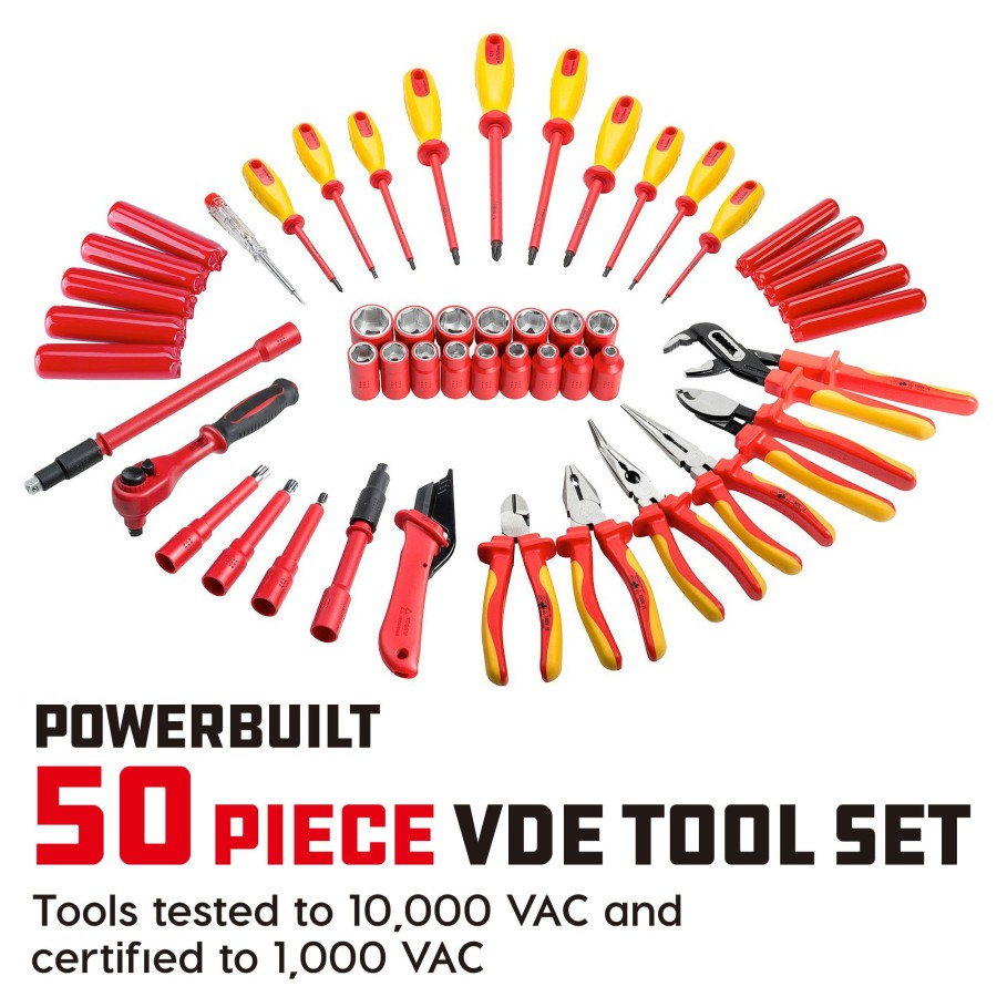 Tools Powerbuilt | Powerbuilt 50 Piece Master Vde Electrical Tool Set With Case 240259