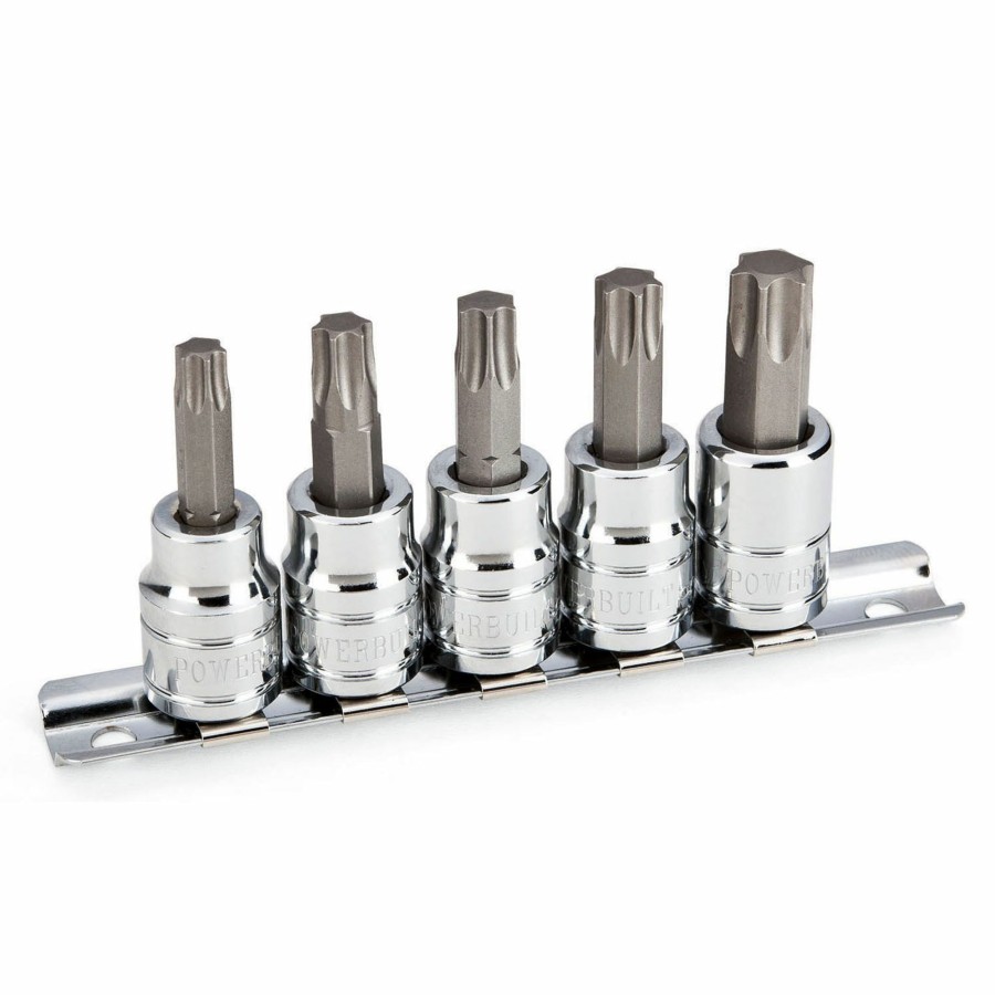 Tools Powerbuilt | Powerbuilt 5 Pc. 3/8 In. Drive Torx Bit Socket Set, Size From T40 To T55