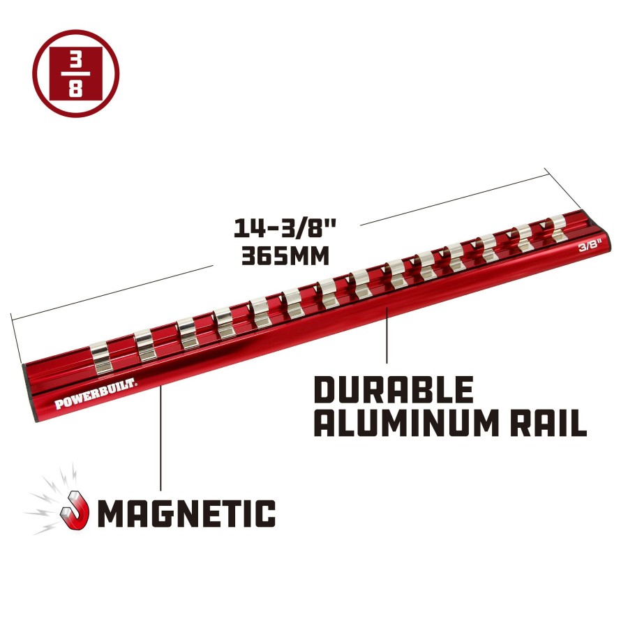 Tools Powerbuilt | Powerbuilt 3/8 In. Drive Magnetic Aluminum Socket Holder 941122