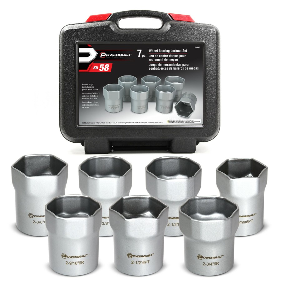 Tools Powerbuilt | Powerbuilt 7 Piece Wheel Bearing Lock Nut Kit , Ford/ Dodge/ Toyota Trucks