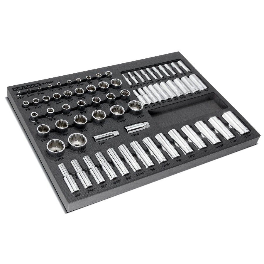 Tools Powerbuilt | Powerbuilt Pro Tech 70 Pc. Sae 1/4 In, 3/8 In, And 1/2 In. Master Socket Set