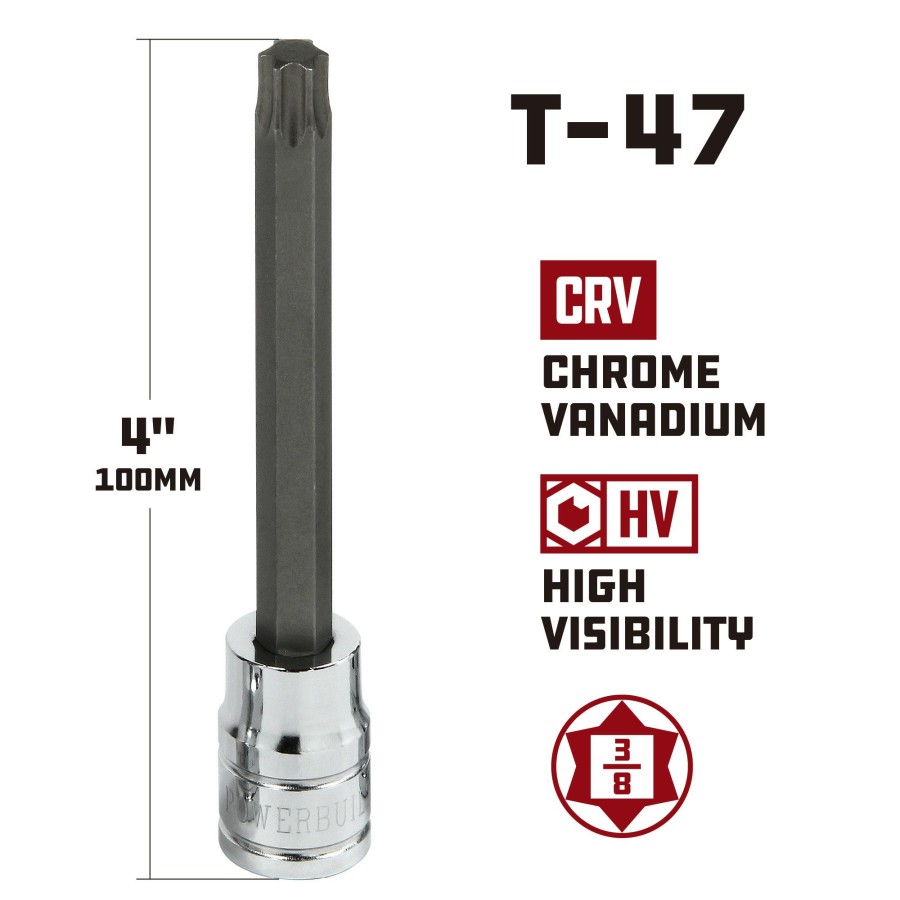 Tools Powerbuilt | Powerbuilt 3/8 In. Drive X T-47 Extra Long Hex Bit Socket, 4 In. Long 642345