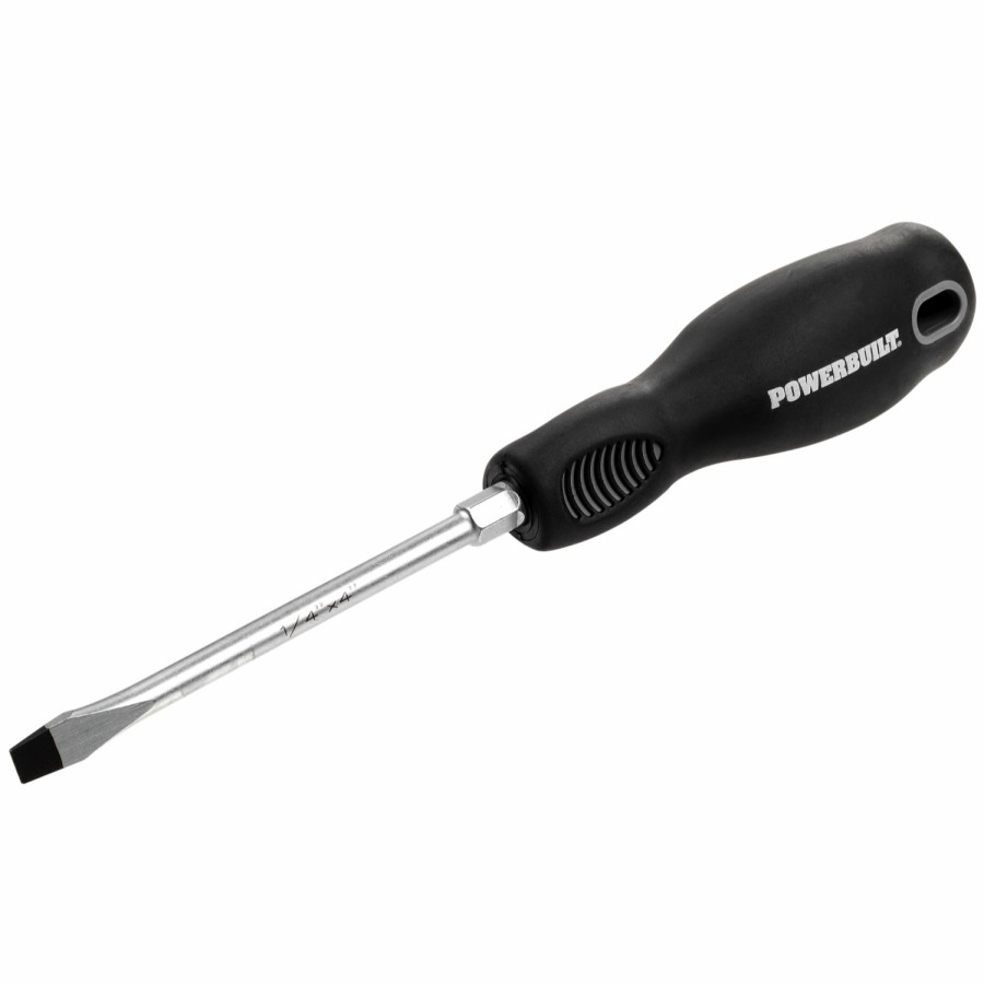 Tools Powerbuilt | Powerbuilt 1/4 X 4 Inch Slotted Screwdriver With Double Injection Handle 646134