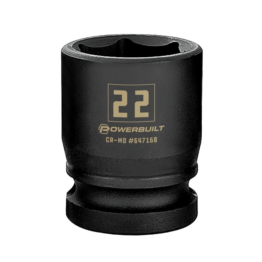 Tools Powerbuilt | Powerbuilt 1/2 Inch Drive X 22 Mm 6 Point Impact Socket 647168