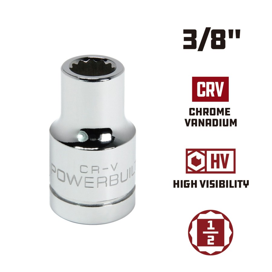 Tools Powerbuilt | Powerbuilt 1/2 Inch Drive X 3/8 Inch 12 Point Shallow Socket 642038