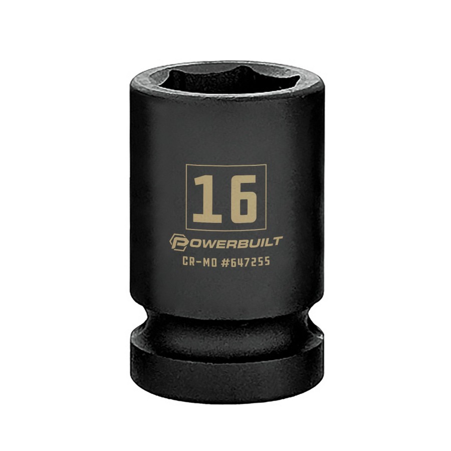 Tools Powerbuilt | Powerbuilt 3/8 In. Drive X 16 Mm 6 Point Impact Socket 647255