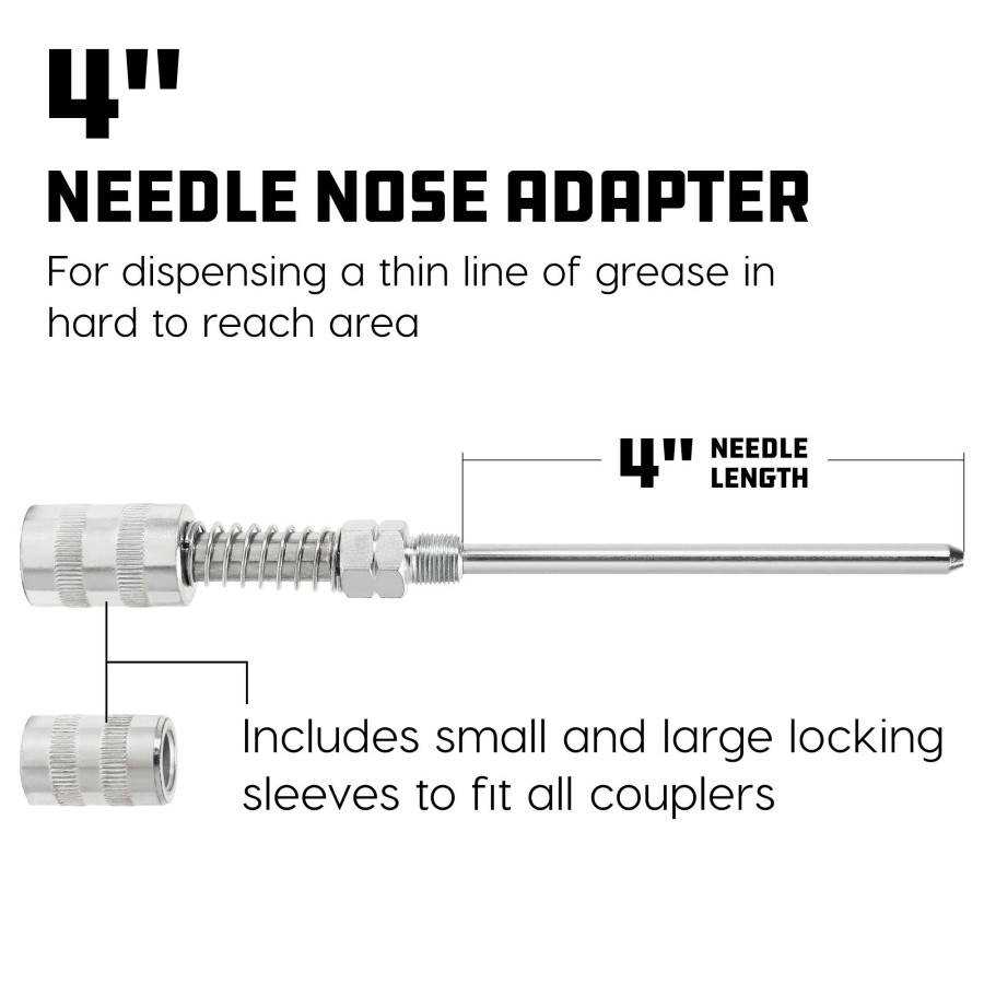 Tools Powerbuilt | Powerbuilt 4 In. Grease Gun Needle Nose Adapter 648763