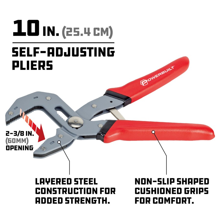 Tools Powerbuilt | Powerbuilt 10 Inch Self-Adjusting Power Grip Pliers 941312