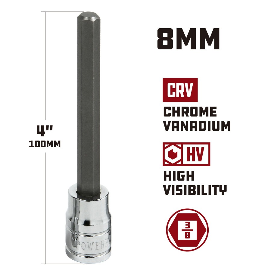 Tools Powerbuilt | Powerbuilt 3/8 In. Drive X 8Mm Extra Long Hex Bit Socket, 4 In. Long 642333