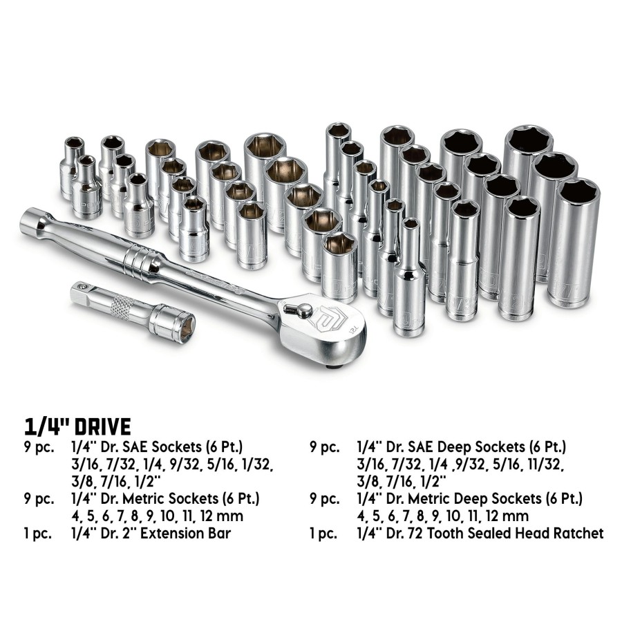 Tools Powerbuilt | Powerbuilt 38 Piece 1/4 Inch Drive Mechanics Tool Set 642450