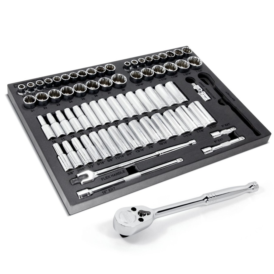 Tools Powerbuilt | Powerbuilt Pro Tech 69 Piece 1/2-Inch Drive Sae/Metric Master Socket Set