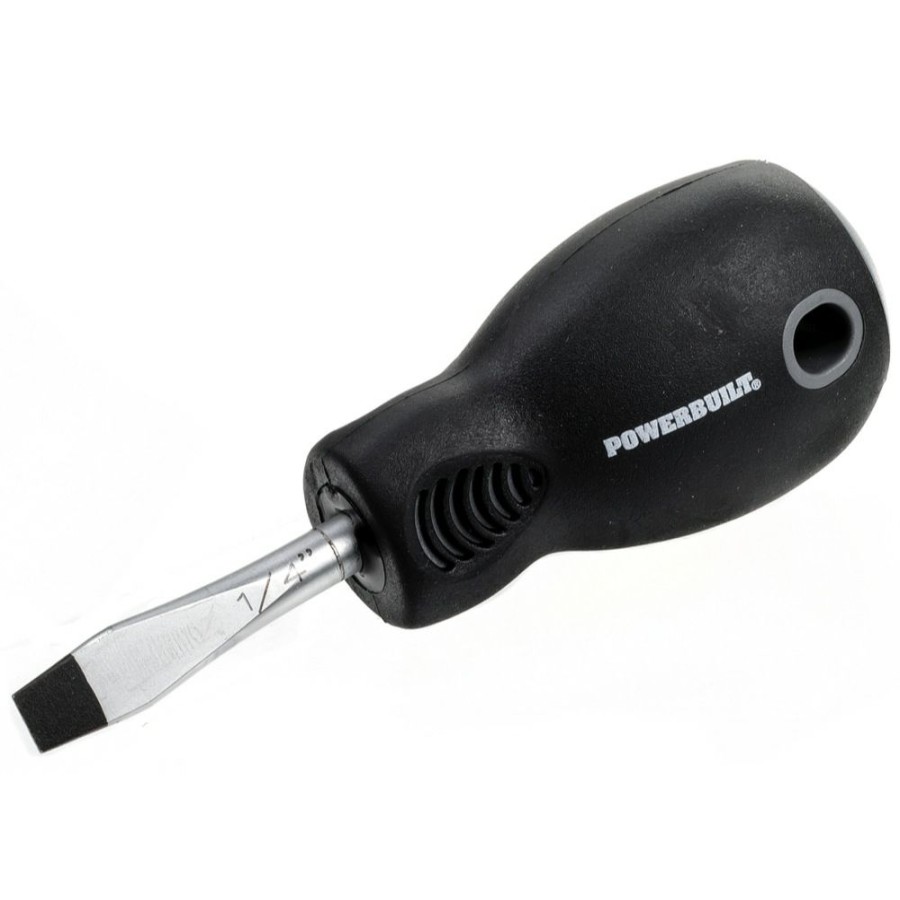 Tools Powerbuilt | Powerbuilt 1/4 X 1-1/2 Inch Slotted Screwdriver With Double Injection Handle 646133