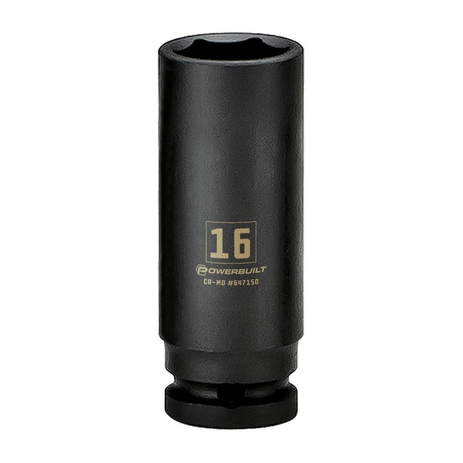 Tools Powerbuilt | Powerbuilt 3/8 In. Drive X 16 Mm 6 Point Deep Well Impact Socket 647150