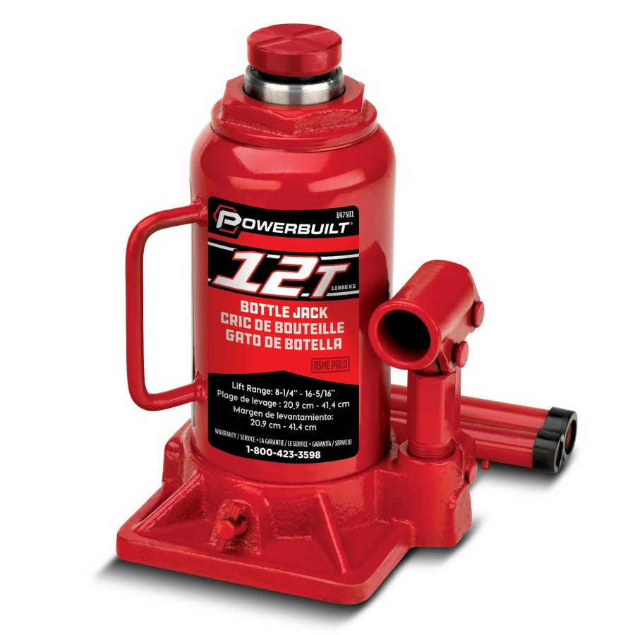 Tools Powerbuilt | Powerbuilt 12 -Ton Bottle Jack 647501