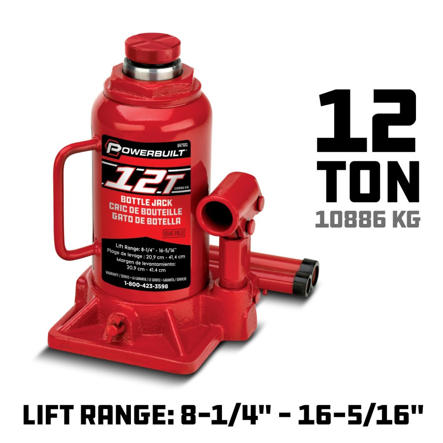 Tools Powerbuilt | Powerbuilt 12 -Ton Bottle Jack 647501