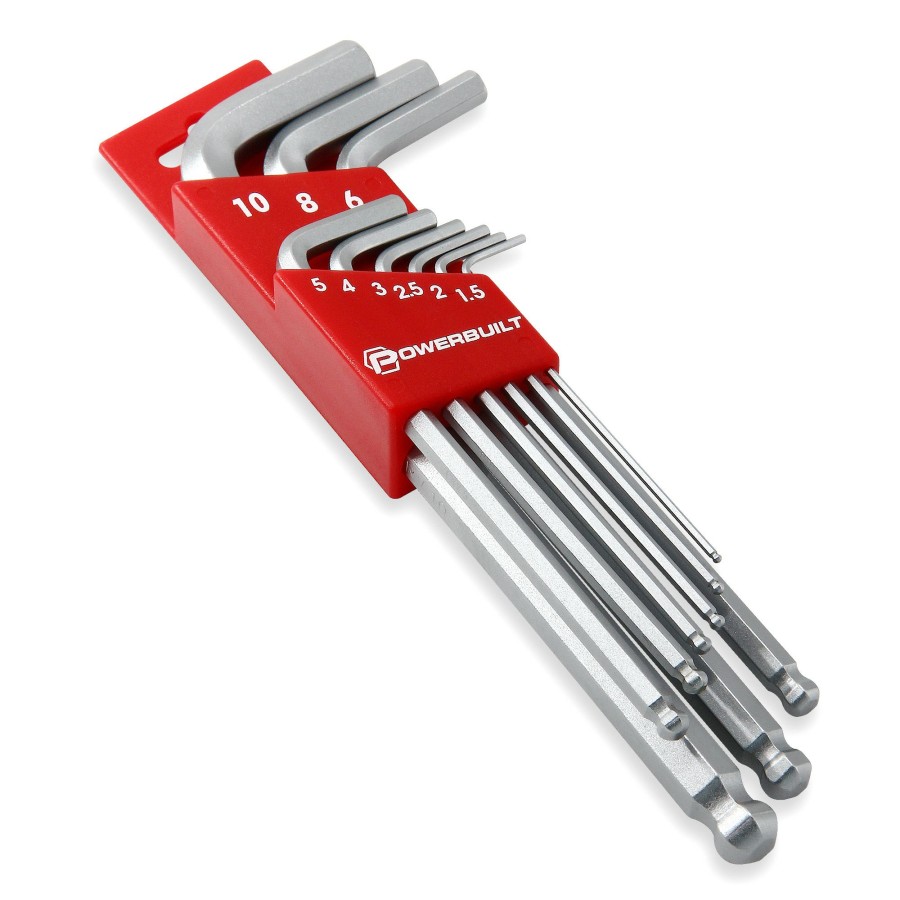 Tools Powerbuilt | Powerbuilt 9 Piece Metric Long Arm Hex Key Wrench Set 640082