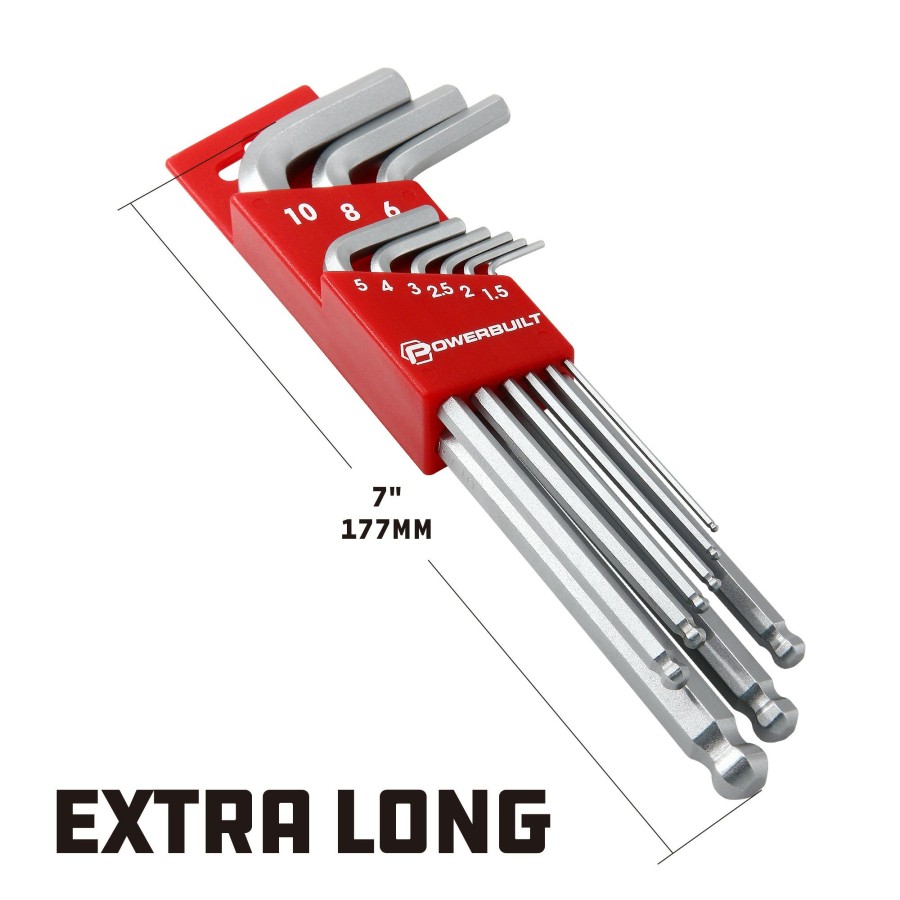 Tools Powerbuilt | Powerbuilt 9 Piece Metric Long Arm Hex Key Wrench Set 640082