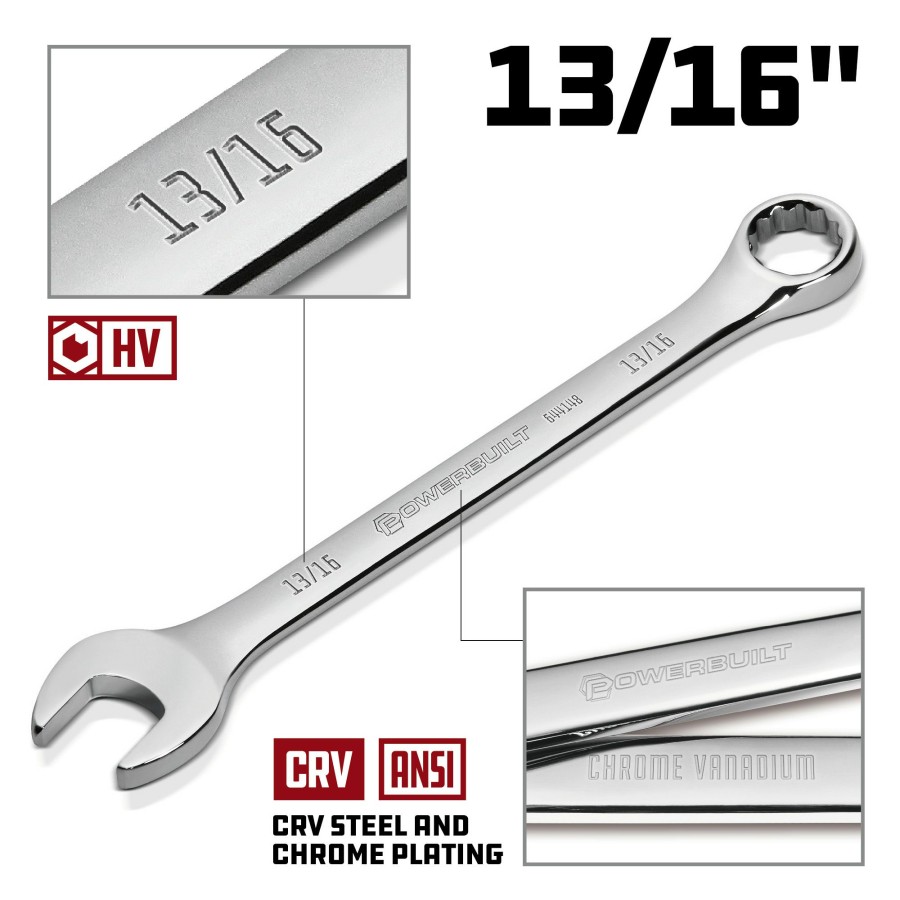 Tools Powerbuilt | Powerbuilt 13/16 Inch Fully Polished Sae Combination Wrench 644148