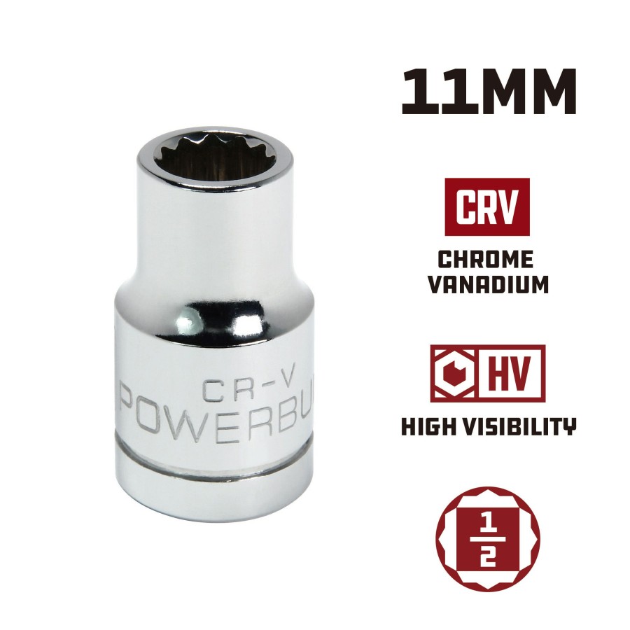 Tools Powerbuilt | Powerbuilt 1/2 Inch Drive X 11 Mm 12 Point Shallow Socket 642030