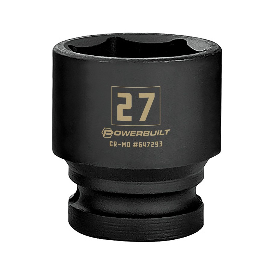 Tools Powerbuilt | Powerbuilt 1/2 Inch Drive X 27 Mm 6 Point Impact Socket 647293