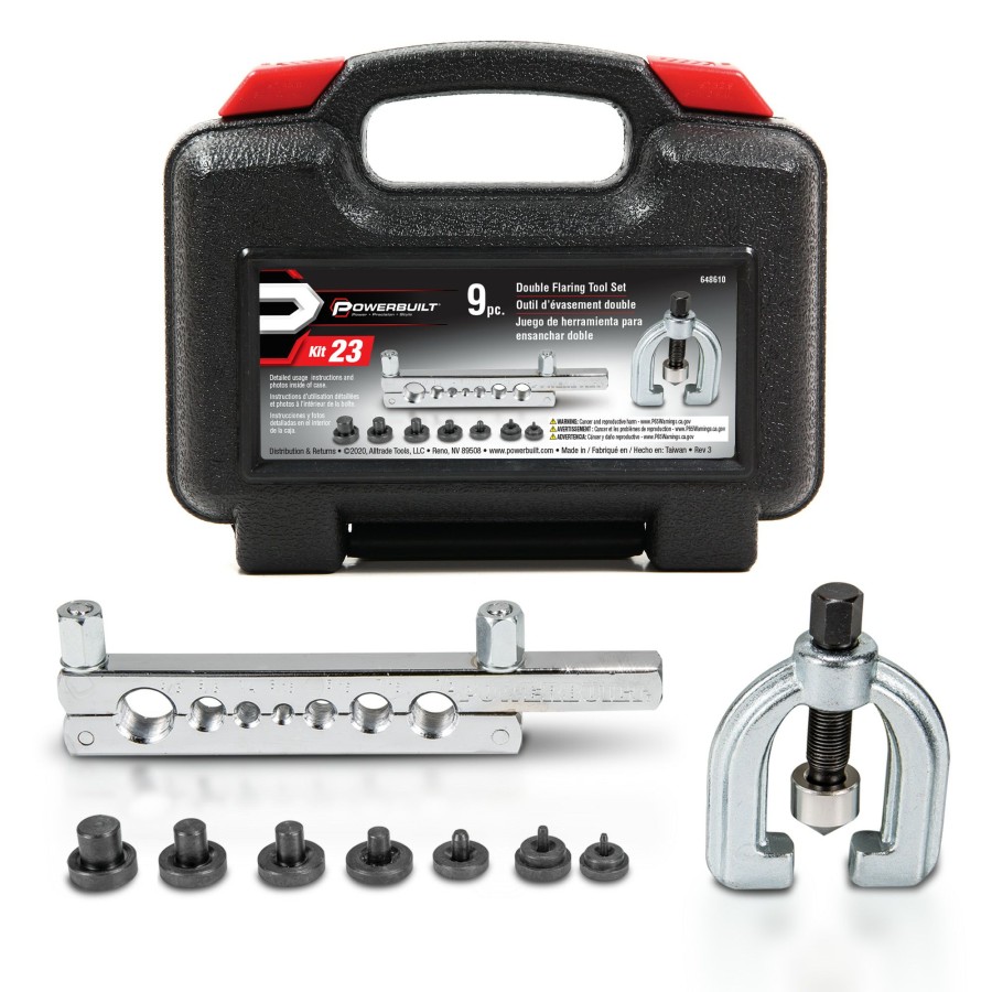 Tools Powerbuilt | Powerbuilt 9 Piece Double Flaring Tool Kit 648610