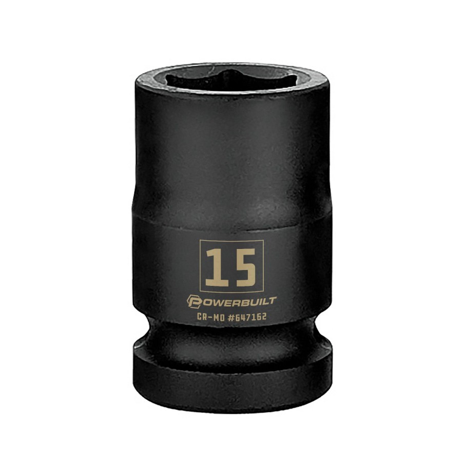 Tools Powerbuilt | Powerbuilt 1/2 Inch Drive X 15 Mm 6 Point Impact Socket 647162