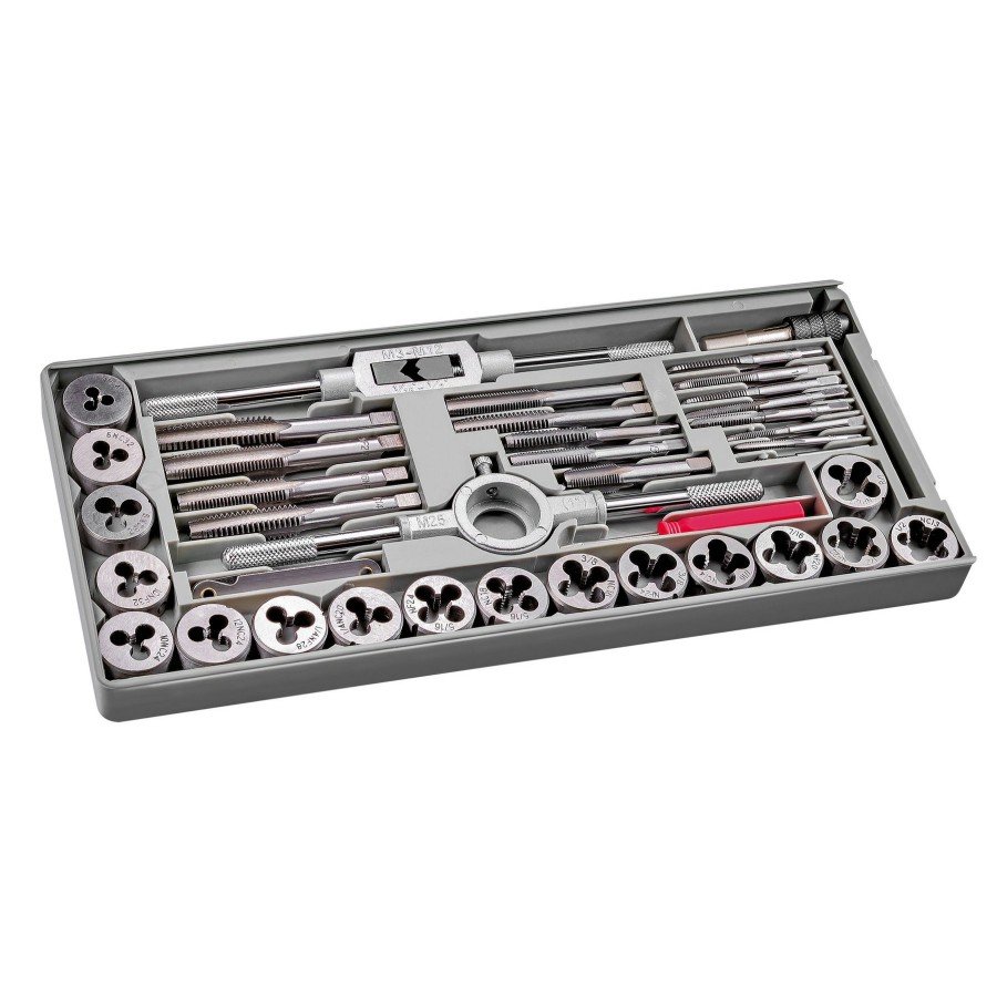 Tools Powerbuilt | Powerbuilt 40 Piece Sae Tap And Die Set With Injection Case 647773