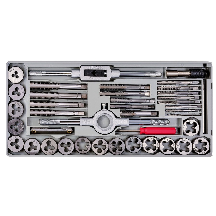 Tools Powerbuilt | Powerbuilt 40 Piece Sae Tap And Die Set With Injection Case 647773