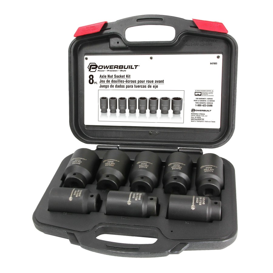 Tools Powerbuilt | Powerbuilt 8 Piece Master 6 Point Axle Nut Socket Set 647883