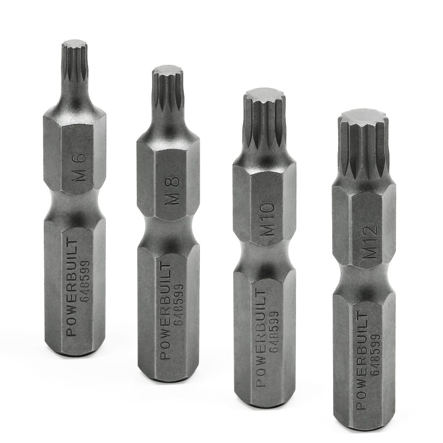 Tools Powerbuilt | Powerbuilt 4 Pc. Xzn Triple Square Spline Bit 12 Point Set, M6-M12 648599M