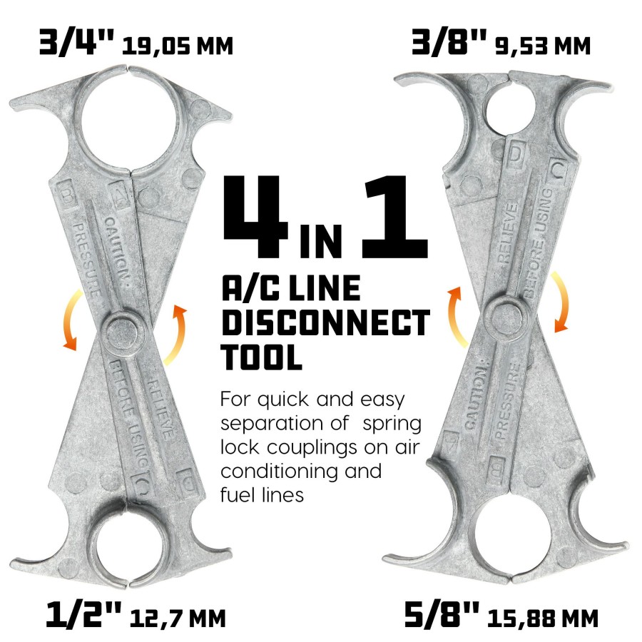 Tools Powerbuilt | Powerbuilt 4-In-1 A/C Line Disconnect Tool, 3/8 , 1/2 , 5/8 , And 3/4 648723